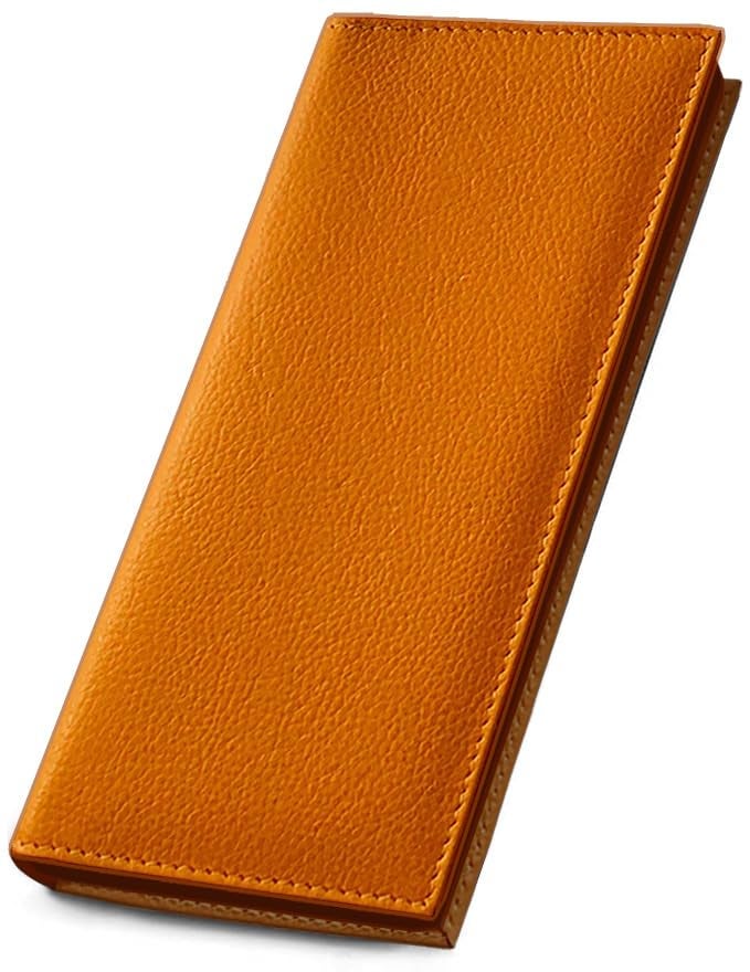 123 Cheap Checks Bright Orange Basic Genuine Leather Checkbook Cover For Men & Women - Image 1